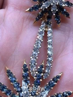 Trifari Rhinestone Fireworks Earrings Starflight Alfred Philippe 1966 Clip On