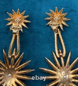 Trifari Rhinestone Fireworks Earrings Starflight Alfred Philippe 1966 Clip On