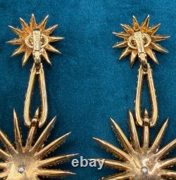 Trifari Rhinestone Fireworks Earrings Starflight Alfred Philippe 1966 Clip On