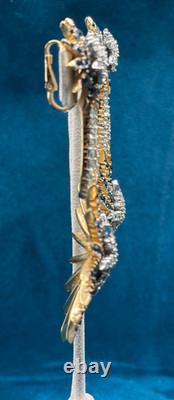 Trifari Rhinestone Fireworks Earrings Starflight Alfred Philippe 1966 Clip On