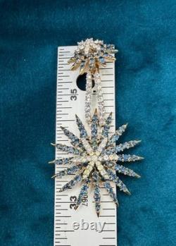 Trifari Rhinestone Fireworks Earrings Starflight Alfred Philippe 1966 Clip On