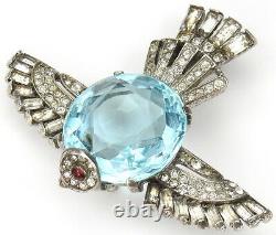 Trifari Sterling'Alfred Philippe' Aquamarine Bellied Stylized Diving Bird Pin