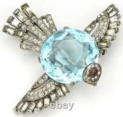 Trifari Sterling'Alfred Philippe' Aquamarine Bellied Stylized Diving Bird Pin