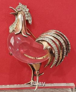 Trifari Sterling Alfred Philippe Chanticleer Jelly Belly Rooster Bird Brooch