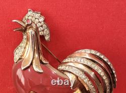 Trifari Sterling Alfred Philippe Chanticleer Jelly Belly Rooster Bird Brooch