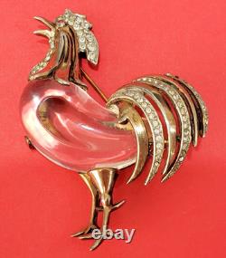 Trifari Sterling Alfred Philippe Chanticleer Jelly Belly Rooster Bird Brooch