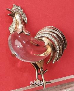 Trifari Sterling Alfred Philippe Chanticleer Jelly Belly Rooster Bird Brooch