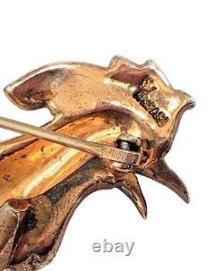 Trifari Sterling Alfred Philippe Chanticleer Jelly Belly Rooster Bird Brooch