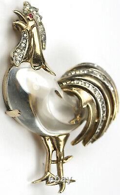 Trifari Sterling'Alfred Philippe''Chanticleer' Jelly Belly Rooster Pin