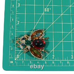 Trifari Sterling'Alfred Philippe' Citrine Emerald/ Ruby Cabochon Belly Bug Pin