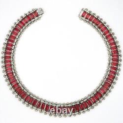 Trifari Sterling Alfred Philippe Deco Style Pave and Ruby Choker Necklace