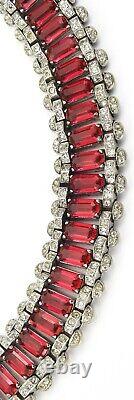 Trifari Sterling Alfred Philippe Deco Style Pave and Ruby Choker Necklace