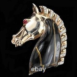 Trifari Sterling'Alfred Philippe' Jelly Belly Horse Head Pin Clip