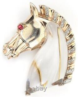 Trifari Sterling'Alfred Philippe' Jelly Belly Horse Head Pin Clip