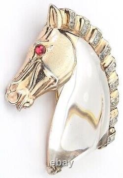Trifari Sterling'Alfred Philippe' Jelly Belly Horse Head Pin Clip