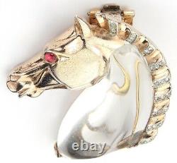 Trifari Sterling'Alfred Philippe' Jelly Belly Horse Head Pin Clip