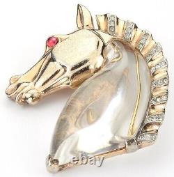 Trifari Sterling'Alfred Philippe' Jelly Belly Horse Head Pin Clip