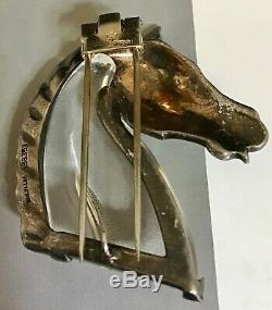 Trifari Sterling Alfred Philippe Jelly Belly Horse Head Pin Clip Rhinestones