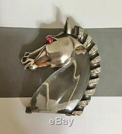 Trifari Sterling Alfred Philippe Jelly Belly Horse Head Pin Clip Rhinestones