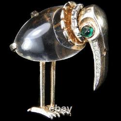 Trifari Sterling'Alfred Philippe' Jelly Belly Kiwi Bird Pin