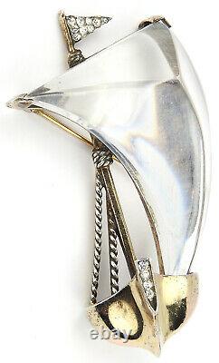 Trifari Sterling'Alfred Philippe' Jelly Belly Sailboat Pin