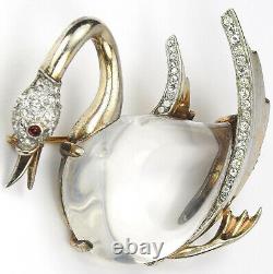 Trifari Sterling'Alfred Philippe' Jelly Belly Swan Pin