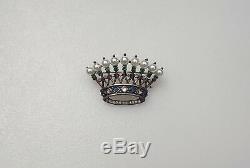 Trifari Sterling Alfred Philippe Royal Crown of Pearls Pin
