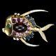 Trifari Sterling'Alfred Philippe' Ruby Pink Topaz & Sapphire Tropical Fish Pin