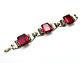Trifari Sterling Alfred Philippe Tank Bracelet Pave and Ruby Square stones