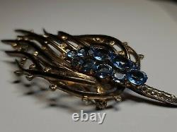 Trifari Sterling Silver'Alfred Philippe' Blue Topaz Feathery Bullrush Pin