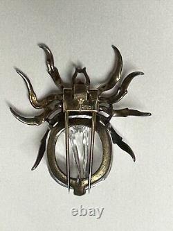 Trifari Sterling Silver Jelly Belly Spider Pin Brooch 1940's Alfred Philippe