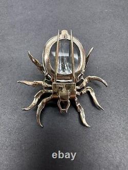 Trifari Sterling Silver Jelly Belly Spider Pin Brooch 1940's Alfred Philippe