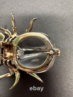 Trifari Sterling Silver Jelly Belly Spider Pin Brooch 1940's Alfred Philippe