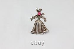 Trifari Sterling Silver Straw Girl BROOCH Nenette 1943 Alfred Philippe Rag Doll