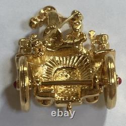 Trifari TM 1996'Alfred Philippe' Romantic Couple Riding in a Vintage Car Pin