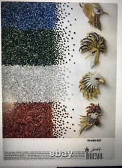 Trifari TM Firebird Alfred Philippe Multicolor Crystals Gold Tone Brooch 1996