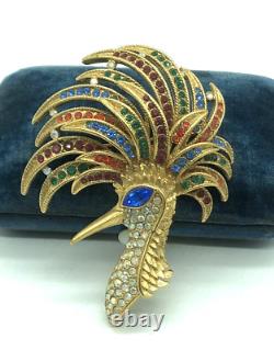 Trifari TM Firebird Alfred Philippe Multicolor Crystals Gold Tone Brooch 1996