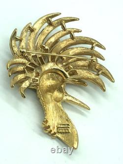 Trifari TM Firebird Alfred Philippe Multicolor Crystals Gold Tone Brooch 1996