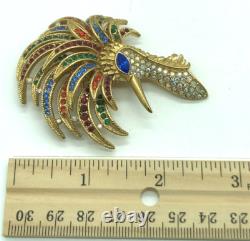 Trifari TM Firebird Alfred Philippe Multicolor Crystals Gold Tone Brooch 1996
