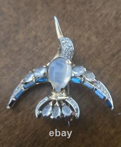 Trifari Vintage Hummingbird Bird Jelly Belly Brooch Pin by Alfred Philippe