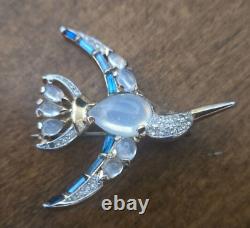 Trifari Vintage Hummingbird Bird Jelly Belly Brooch Pin by Alfred Philippe