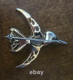 Trifari Vintage Hummingbird Bird Jelly Belly Brooch Pin by Alfred Philippe
