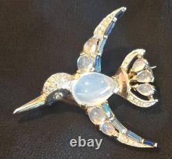 Trifari Vintage Hummingbird Bird Jelly Belly Brooch Pin by Alfred Philippe