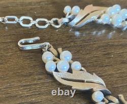 Trifari Vintage Necklace Alfred Philippe Design Gold Leaf With Pearls