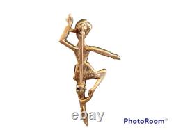 Trifari Vintage Nicki Ballet Dancer Glass Rhinestone Gold Plate Brooch pin