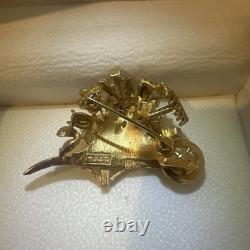 Trifari'alfred' Philippe' Multi Colour Stones Wheelbarrow Of Flowers Brooch Pin