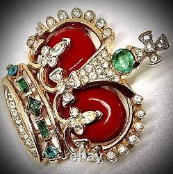 Trifari'alfred Philippecoronation Gems'red Royal Crown Pin