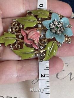 Trifari brooch Flower Antique 1939s Des 114488 Alfred Philippe Dress Clip Rare