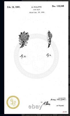 Trifari brooch Flower Antique 1941s Des 125348 Alfred Philippe Dress Clip Rare