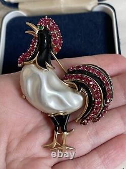 Trifari brooch Rooster large pearl Belly Alfred Philippe vintage 1960s beautiful